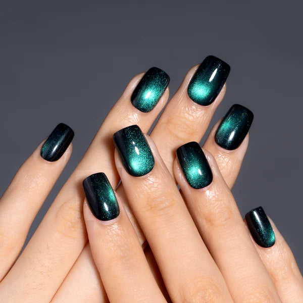 30PCS Cat Eye Press-On Nails Kit, CurvLife Soft Gel Nail Tips with 4 Magical Galaxy Shades.Shimmering Aurora Cat Eye Effect, 30 Nails Per Style, 15 Sizes for Perfect Fit, Durable & Easy to Apply-BP