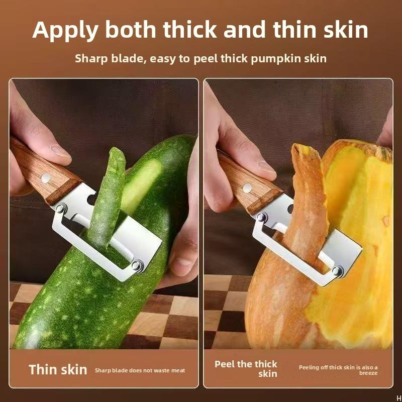 2PCS Kitchen Multi-Function Stainless Steel Thickened Fruit Peeler Knife for Sugar Cane and Pineapple Skin Removal Special Tool-OA