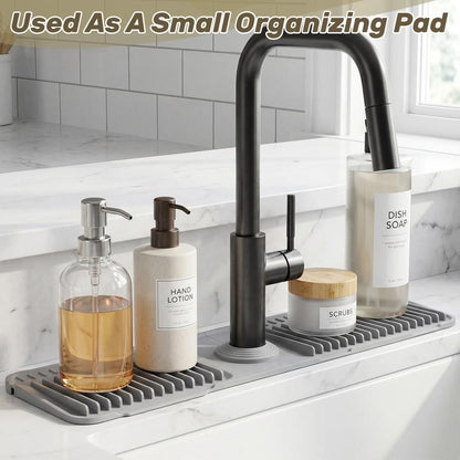 Kitchen Sink Faucet Mat, Silicone Folding Splash Guard, Draining Mat with Button Lock, Sink Faucet Protector, Sink Accessories for Kitchen-OA
