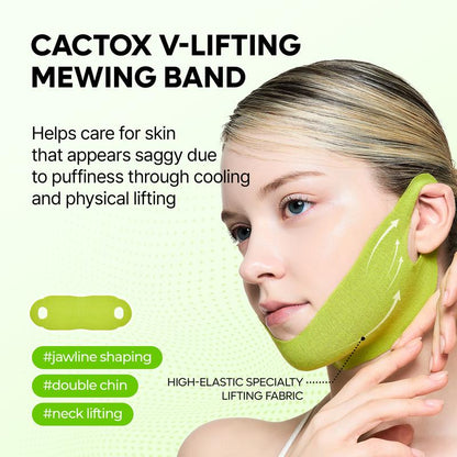 CACTOX V-LIFTING MEWING BAND with Cactus Cooling Reduce Puffiness & Pore Tightening for Visible Pore Care Skin Repair-OA