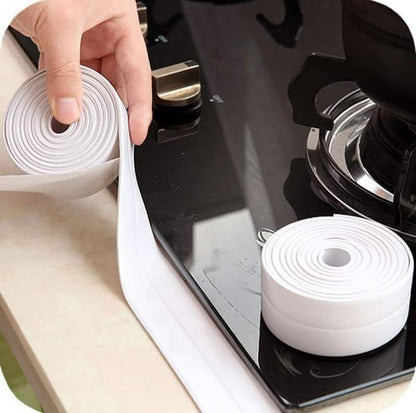 White Waterproof Caulk Tape 3.2m Self-Adhesive Sealing Tape for Bathroom Kitchen Sink Toilet Tub Edges Easy Application & Durability-OA