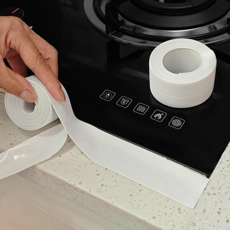 White Waterproof Caulk Tape 3.2m Self-Adhesive Sealing Tape for Bathroom Kitchen Sink Toilet Tub Edges Easy Application & Durability-OA