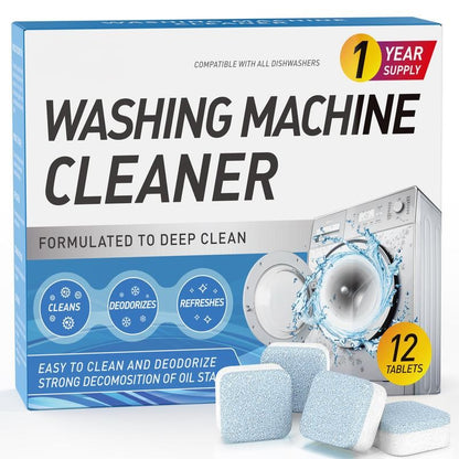 🔥[7𝟎% 𝐎𝐅𝐅 𝐋𝐀𝐒𝐓 𝐓𝐇𝐑𝐄𝐄 𝐃𝐀𝐘𝐒]Washing Machine Cleaner Descaler 12 Pack - Deep Cleaning Tablets For HE Front Loader & Top Load Washer, Septic Safe Eco-Friendly Deodorizer, Clean Inside Drum And Laundry Tub Seal - 12 Month Supply-LP
