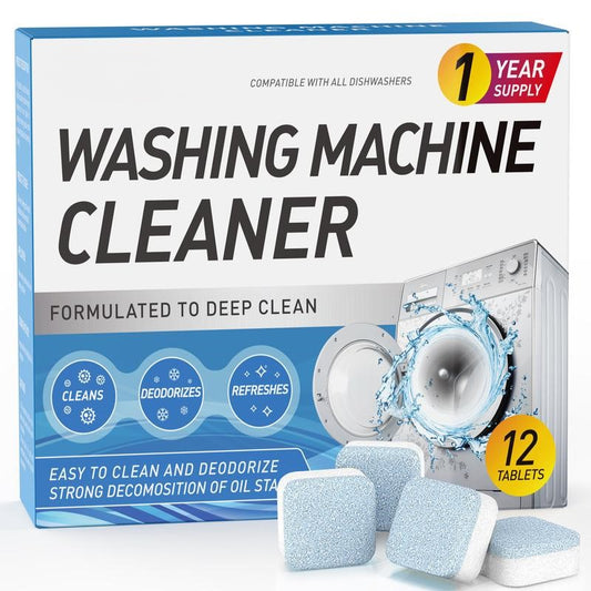 🔥[7𝟎% 𝐎𝐅𝐅 𝐋𝐀𝐒𝐓 𝐓𝐇𝐑𝐄𝐄 𝐃𝐀𝐘𝐒]Washing Machine Cleaner Descaler 12 Pack - Deep Cleaning Tablets For HE Front Loader & Top Load Washer, Septic Safe Eco-Friendly Deodorizer, Clean Inside Drum And Laundry Tub Seal - 12 Month Supply-LP