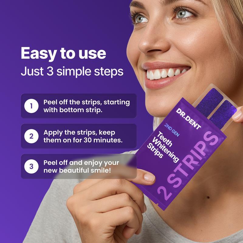 Purple Teeth Whitening Strips - 7/21 Whitening Sessions - Safe for Enamel - Non Sensitive Teeth Whitening - Peroxide-Free-VIP