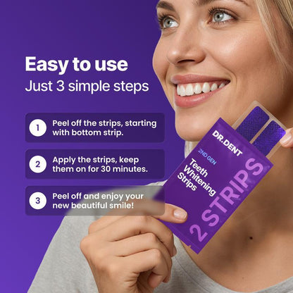 Purple Teeth Whitening Strips - 7/21 Whitening Sessions - Safe for Enamel - Non Sensitive Teeth Whitening - Peroxide-Free-VIP