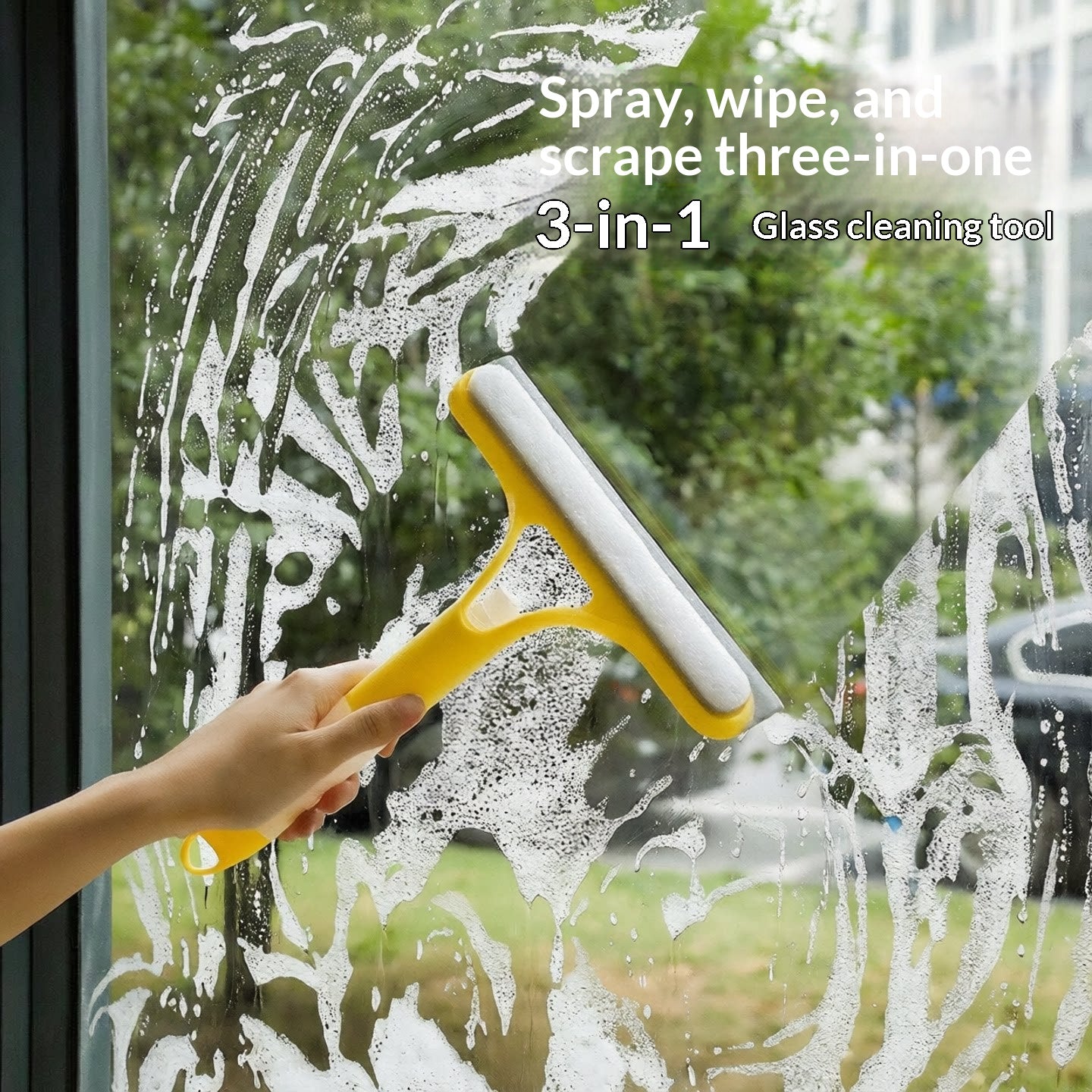 🔥[5𝟎% 𝐎𝐅𝐅 𝐋𝐀𝐒𝐓 𝐓𝐇𝐑𝐄𝐄 𝐃𝐀𝐘𝐒]1PC 3 in 1 Window Cleaning Scraper, 3 in 1 Spray Squeegee, Window Squeegee with Spray, for Kitchen, Bathroom, Wall, Glass Windows, Table Top, Car Window-JKL