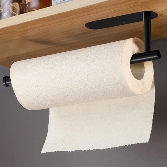Paper Towel Holder, Self-Adhesive Paper Towel Holder Under Cabinet for Kitchen, No Drill Wall Mount Space-Saving, Easy Installation for Kitchen, RV & Bathroom-12.6’’ Towel Rack for Rolls, Plastic Wrap & More-AD0