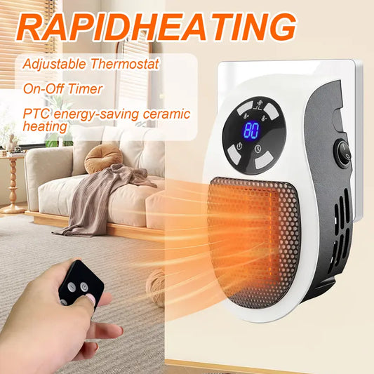 Wall Outlet Space Heater, 450W Plug in Electric Heater with Adjustable Thermostat, Portable Plug in Small Space Heater for Indoor,12H Timer & LED Display, PTC Ceramic Fast Heat Safely for Bedroom Bathroom Office-JKL