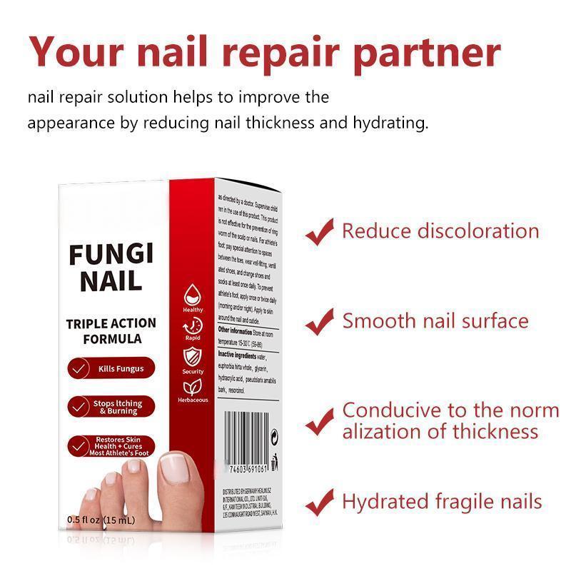 🔥[55% 𝐎𝐅𝐅 𝐋𝐀𝐒𝐓 𝐓𝐇𝐑𝐄𝐄 𝐃𝐀𝐘𝐒]Nail Triple Action Formula - 0.5 fl oz Liquid Treatment for Nail Fungus, Antifungal Solution, Repair & Restore Damaged Nails, Enhanced Formula-LU