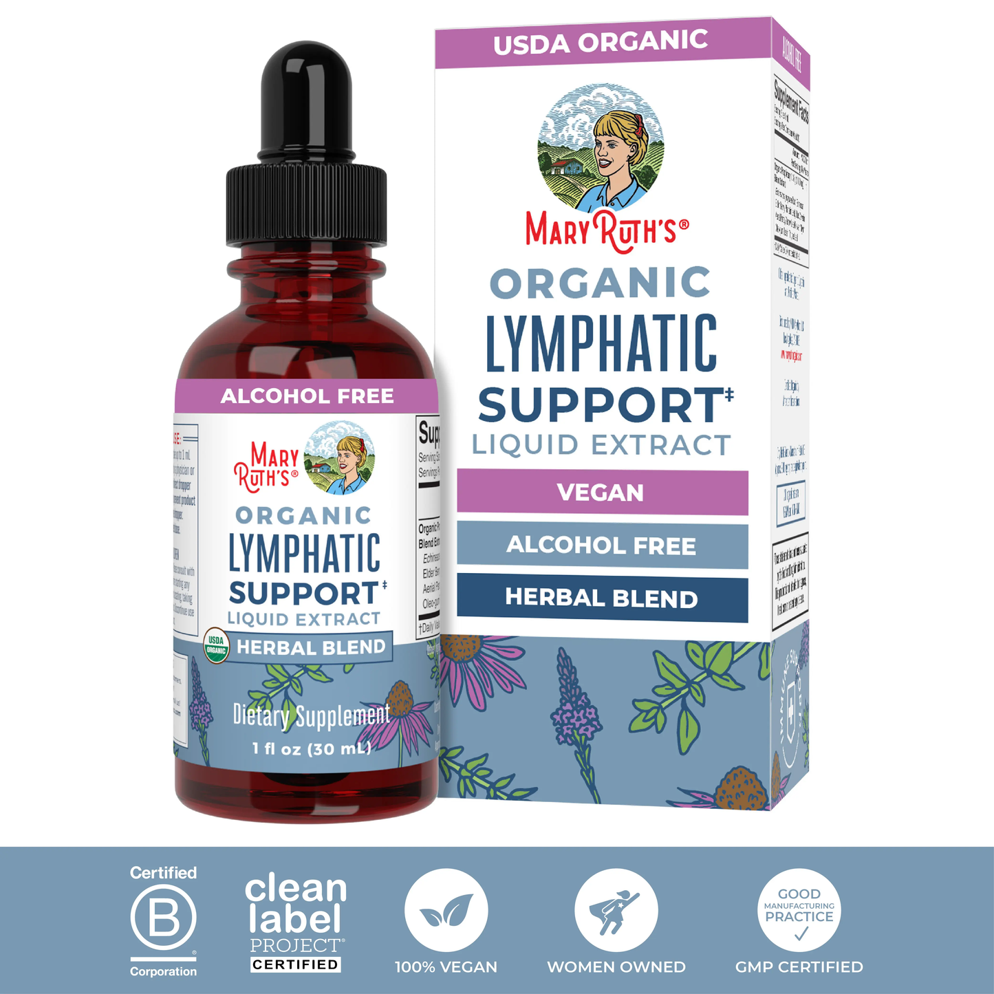 🔥[5𝟎% 𝐎𝐅𝐅 𝐋𝐀𝐒𝐓 𝐓𝐇𝐑𝐄𝐄 𝐃𝐀𝐘𝐒]MaryRuth's Lymphatic Support Herbal Blend Liquid Drops - USDA Organic - Echinacea & Elderberry - Blue Vervain - Vegan - 30 Servings-JKL