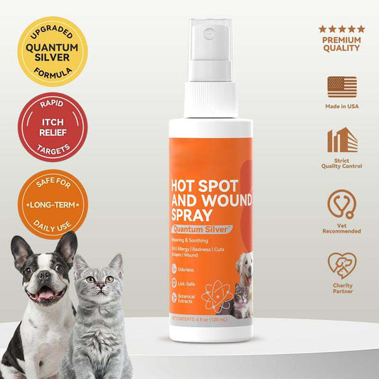 PUAINTA Vet Recommended Skin Soothing Quantum Silver Spray for Dogs & Cats, Helps Reduce Scratching & Hot Spot Discomfort, Gentle Daily Care, Natural Formula & Safe to Lick -KKK