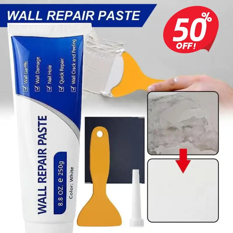 🔥[5𝟎% 𝐎𝐅𝐅 𝐋𝐀𝐒𝐓 𝐓𝐇𝐑𝐄𝐄 𝐃𝐀𝐘𝐒]Drywall Patch Repair Kit 250g Wall Mending Agent Multi-functional Quick-drying Paste Adhesive Heavy Duty Concrete Sealant Waterproof Self-adhesive（Two-piece set）-JKL