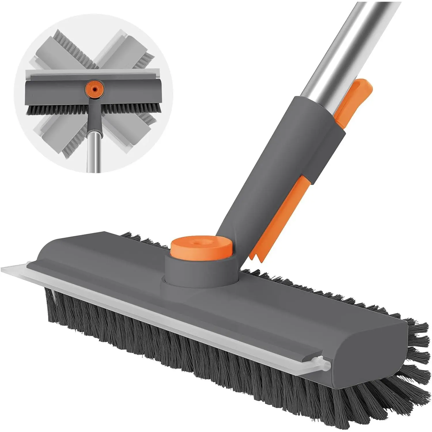 🔥Floor Scrub Brush Bathtub Brush with Long Handle 3 in 1 Scrape and Heavy-Duty Stiff Bristle Scrubber Brush for Cleaning Shower Bathroom Patio Garage Kitchen Wall and Deck Cleaning Supplies for Home Essential Items for Home Christmas Gifts-JKL