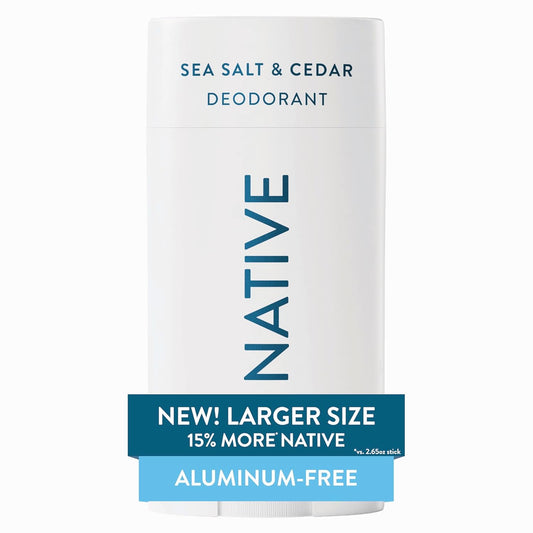 🔥[5𝟎% 𝐎𝐅𝐅 𝐋𝐀𝐒𝐓 𝐓𝐇𝐑𝐄𝐄 𝐃𝐀𝐘𝐒]Native Aluminum Free Deodorant, Sea Salt & Cedar, Large Size Stick, 72 Hour Odor Control, for Women & Men, Contains Naturally Derived Ingredients, 3.1 oz-JKL