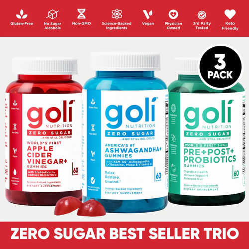 🔥Zero Sugar Best Seller Trio - World's First 3-in-1Pre, Post, Probiotic, Apple Cider Vinegar withVitamin B12 and Probiotics To AddressBloating, Ashwagandha & L-Theanine, VitaminD gummies. Gluten-Free, Vegan, Non-GMO &Gelatin-Free-JKL