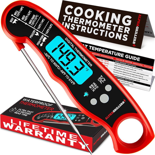 🔥[5𝟎% 𝐎𝐅𝐅 𝐋𝐀𝐒𝐓 𝐓𝐇𝐑𝐄𝐄 𝐃𝐀𝐘𝐒]Alpha Grillers Meat Thermometer Digital – Instant Read Food Thermometer for Cooking & Grilling – Professional Kitchen Gift for Men, Dad & Mom-JKL