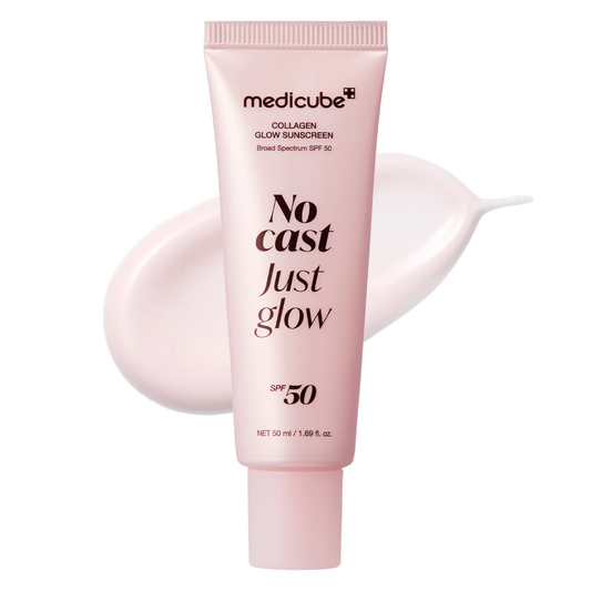 🔥[5𝟎% 𝐎𝐅𝐅 𝐋𝐀𝐒𝐓 𝐓𝐇𝐑𝐄𝐄 𝐃𝐀𝐘𝐒][NEW] [medicube] No Cast Just Glow Collagen Sunscreen | SPF 50 Broad Spectrum Face Sunscreen | Lightweight, Non-Sticky, Hydrating Formula | No White Cast or Residue | Peptide, Cica for Soothing & Natural Glow-JKL