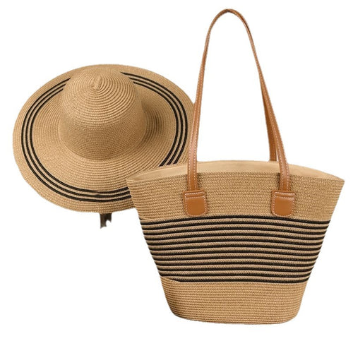 🔥[5𝟎% 𝐎𝐅𝐅 𝐋𝐀𝐒𝐓 𝐓𝐇𝐑𝐄𝐄 𝐃𝐀𝐘𝐒]Set of 2 wide-brim hats with large capacity for travel: one large wide-brim hat and one small sun hat, plus a handbag.-JKL