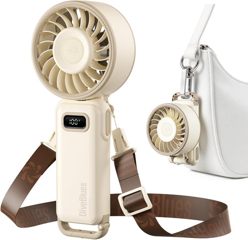 🔥[5𝟎% 𝐎𝐅𝐅 𝐋𝐀𝐒𝐓 𝐓𝐇𝐑𝐄𝐄 𝐃𝐀𝐘𝐒]Diveblues Portable Handheld Fan, 7.4m/s High Speed Turbo Fan, 180° Foldable 4-in-1 Personal Neck Fan Carabiner Clip, 100 Speed Stepless Control, USB-C Rechargeable for Travel, Makeup Hot Flashes-JKL