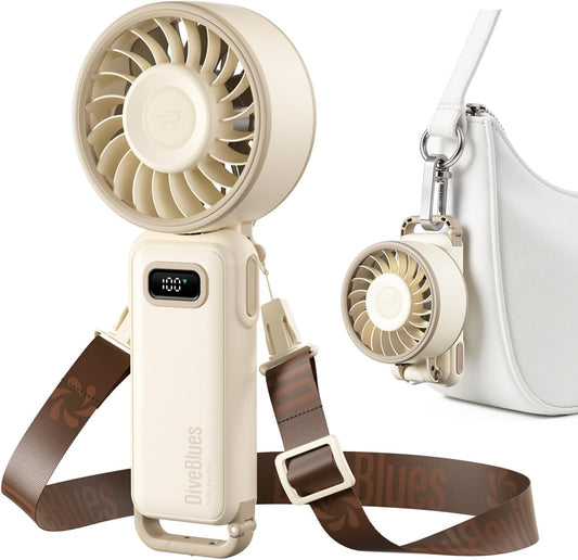 🔥[5𝟎% 𝐎𝐅𝐅 𝐋𝐀𝐒𝐓 𝐓𝐇𝐑𝐄𝐄 𝐃𝐀𝐘𝐒]Diveblues Portable Handheld Fan, 7.4m/s High Speed Turbo Fan, 180° Foldable 4-in-1 Personal Neck Fan Carabiner Clip, 100 Speed Stepless Control, USB-C Rechargeable for Travel, Makeup Hot Flashes-JKL