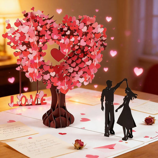 Pop Up Anniversary Card, 3D Valentine's Day Anniversary Card with Love Tree & Hearts - Wedding Card for Wife, Husband, or Couple | Romantic Gift for Anniversary, Valentine's, Birthday (6x8 inch)-OA