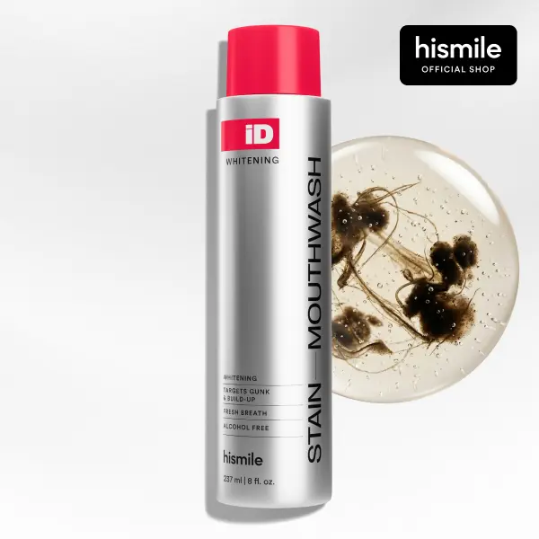 🔥[5𝟎% 𝐎𝐅𝐅 𝐋𝐀𝐒𝐓 𝐓𝐇𝐑𝐄𝐄 𝐃𝐀𝐘𝐒]Hismile iD Stain Whitening Mouthwash for White Teeth, Freshens Breath with Essential Oils 237ml-JKL