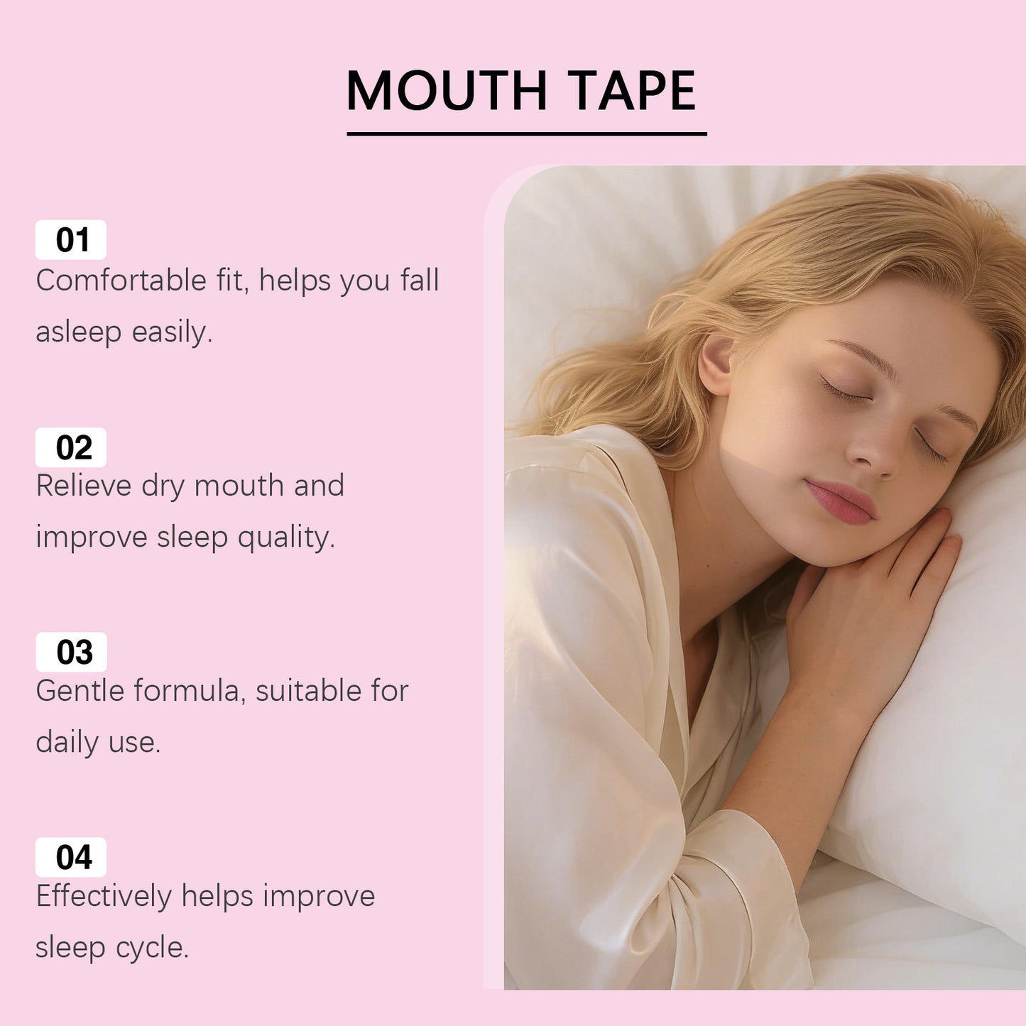 🔥[65% 𝐎𝐅𝐅 𝐋𝐀𝐒𝐓 𝐓𝐇𝐑𝐄𝐄 𝐃𝐀𝐘𝐒]Hydrating & Moisturizing Mouth Tape For Sleep -Lip Plumping - Built in Lip Mask-LU