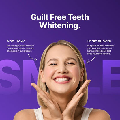Purple Teeth Whitening Strips - 7/21 Whitening Sessions - Safe for Enamel - Non Sensitive Teeth Whitening - Peroxide-Free-VIP