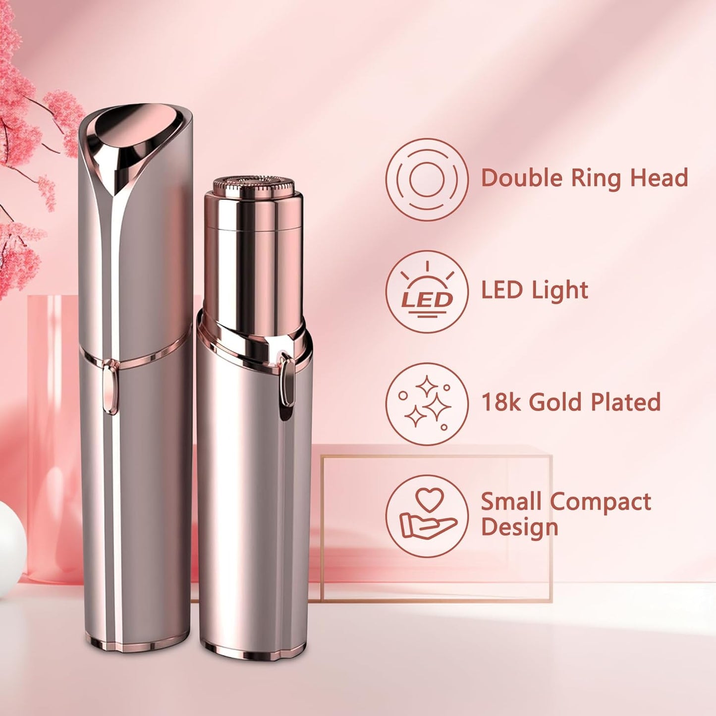 🔥[5𝟎% 𝐎𝐅𝐅 𝐋𝐀𝐒𝐓 𝐓𝐇𝐑𝐄𝐄 𝐃𝐀𝐘𝐒]Facial Hair Remover for Women - as Seen on TV Painless Face Shaver - Electric Hair Removal Device for Face Lips Peach Fuzz with Light (Rose Gold)-JKL