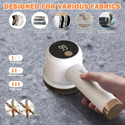 🔥[5𝟎%]Rechargeable Fabric Shaver with 2 Replaceable Stainless Steel 6-Leaf Blades| Lint Remover with 3-Speed Settings & LED Display - Efficient Sweater and Lint Shaver for Clothes, Removing Fuzz, Lint Balls, Pills.Christmas Gift-JKL