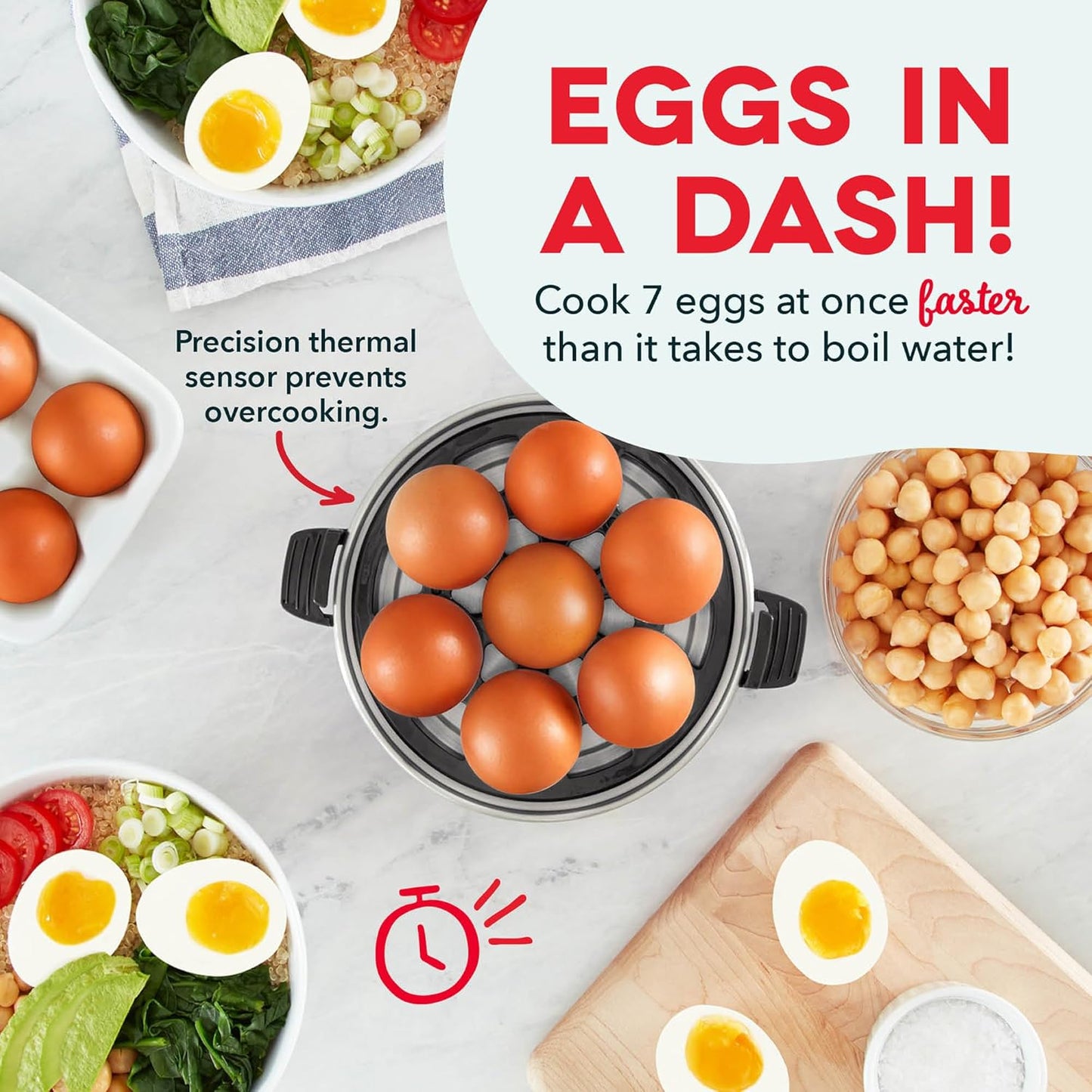 🔥[5𝟎% 𝐎𝐅𝐅 𝐋𝐀𝐒𝐓 𝐓𝐇𝐑𝐄𝐄 𝐃𝐀𝐘𝐒]Rapid Egg Cooker - Boiler, Poacher & Steamer - Includes Measuring & Recipe Guide - Dishwasher Safe - BPA Free - Holds 7 Eggs, Black-JKL