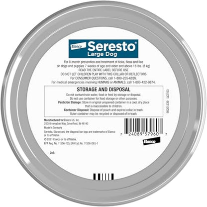 🔥[5𝟎% 𝐎𝐅𝐅 𝐋𝐀𝐒𝐓 𝐓𝐇𝐑𝐄𝐄 𝐃𝐀𝐘𝐒]Seresto Flea & Tick Collar For Dogs Over 18 lbs., Treatment & Prevention, Vet-Recommend, 8 Month Protection-JKL