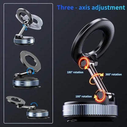 🔥[5𝟎% 𝐎𝐅𝐅 𝐋𝐀𝐒𝐓 𝐓𝐇𝐑𝐄𝐄 𝐃𝐀𝐘𝐒] Universal Magnetic Car Phone Holder Strong Vacuum Suction Cup Mount for All Smartphones & Vehicles Foldable Design Works on Dashboard Gym & Bathroom Mirrors-JKL