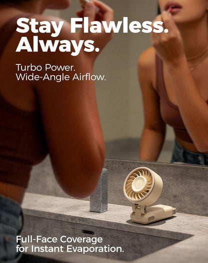 🔥[5𝟎% 𝐎𝐅𝐅 𝐋𝐀𝐒𝐓 𝐓𝐇𝐑𝐄𝐄 𝐃𝐀𝐘𝐒]Diveblues Portable Handheld Fan, 7.4m/s High Speed Turbo Fan, 180° Foldable 4-in-1 Personal Neck Fan Carabiner Clip, 100 Speed Stepless Control, USB-C Rechargeable for Travel, Makeup Hot Flashes-JKL