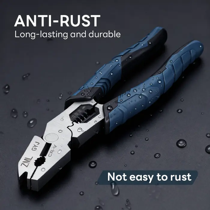 🔥[5𝟎% 𝐎𝐅𝐅 𝐋𝐀𝐒𝐓 𝐓𝐇𝐑𝐄𝐄 𝐃𝐀𝐘𝐒]6-in-1 Multi-Function Wire Stripper Pliers CR-V Steel Diagonal Cutters for Nails Electrical Cables Special Tools with Adjustable Cutting Depth and Sharp Blades - Hardware Wirecutters Wirepliers-JKL