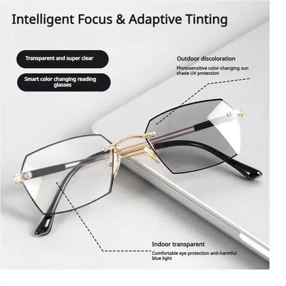 [55% Off Mega Sale] Black & Gold Semi-Rimless Precision Focus Reading Glasses for Men & Women - High-Definition Vision, Blue Light Filter, Ergonomic Design with Soft Silicone Nose Pads-HHH