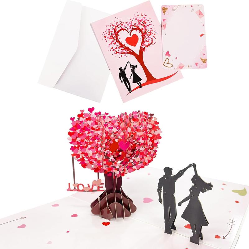 Pop Up Anniversary Card, 3D Valentine's Day Anniversary Card with Love Tree & Hearts - Wedding Card for Wife, Husband, or Couple | Romantic Gift for Anniversary, Valentine's, Birthday (6x8 inch)-OA