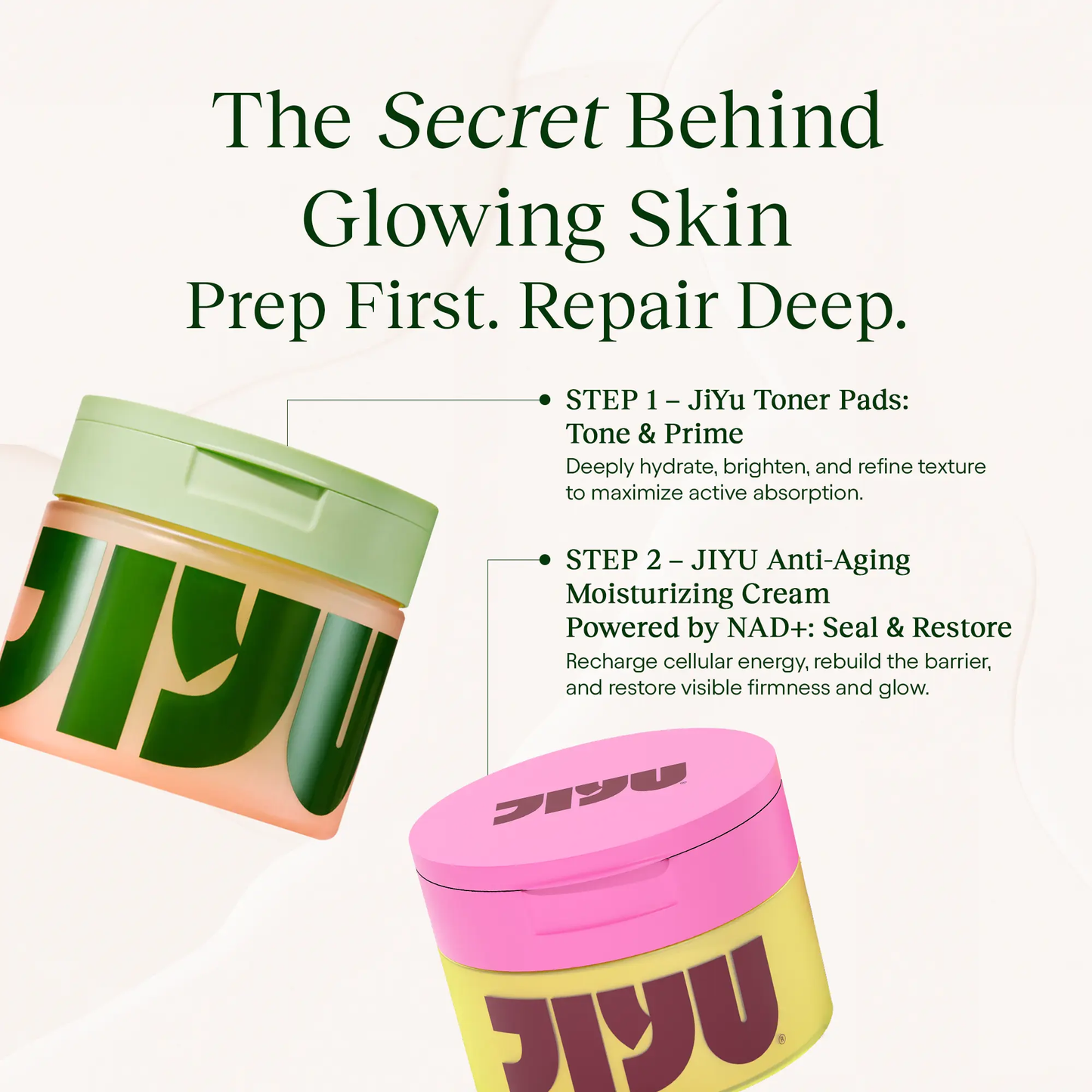 🔥[5𝟎% 𝐎𝐅𝐅 𝐋𝐀𝐒𝐓 𝐓𝐇𝐑𝐄𝐄 𝐃𝐀𝐘𝐒]JiYu Korean Skincare Glow-Up Bundle - Toner Pads & NAD+ Anti-Aging Moisturizing Cream - Maximum Hydration, Eliminate Dark Spots, Reduce Wrinkles-JKL