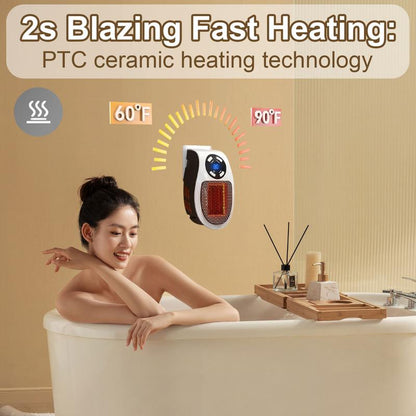 🔥[6𝟎% 𝐎𝐅𝐅 𝐋𝐀𝐒𝐓 𝐓𝐇𝐑𝐄𝐄 𝐃𝐀𝐘𝐒]Wall Outlet Space Heater, with Adjustable Thermostat, Portable Plug in Small Space Heater for Indoor,12H Timer & LED Display, PTC Ceramic Fast Heat Safely for Bedroom Bathroom Office-3@OK
