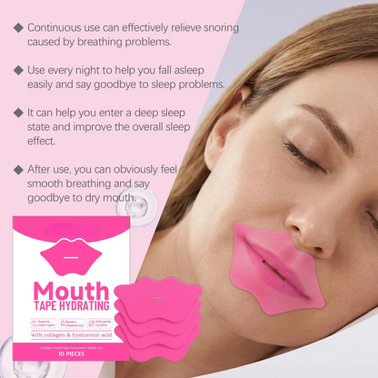 🔥[65% 𝐎𝐅𝐅 𝐋𝐀𝐒𝐓 𝐓𝐇𝐑𝐄𝐄 𝐃𝐀𝐘𝐒]Hydrating & Moisturizing Mouth Tape For Sleep -Lip Plumping - Built in Lip Mask-LU