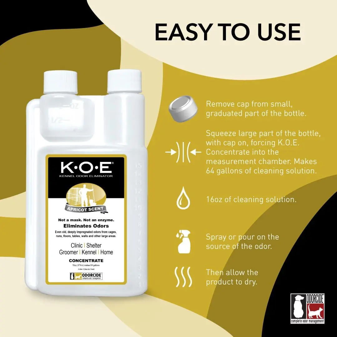 🔥[5𝟎% 𝐎𝐅𝐅 𝐋𝐀𝐒𝐓 𝐓𝐇𝐑𝐄𝐄 𝐃𝐀𝐘𝐒]K.O.E. 16oz Concentrate - Kennel Odor Eliminator - Non-Enzymatic Formula, KOE, Apricot, Fresh, Original Scent, 16 oz Pint-JKL