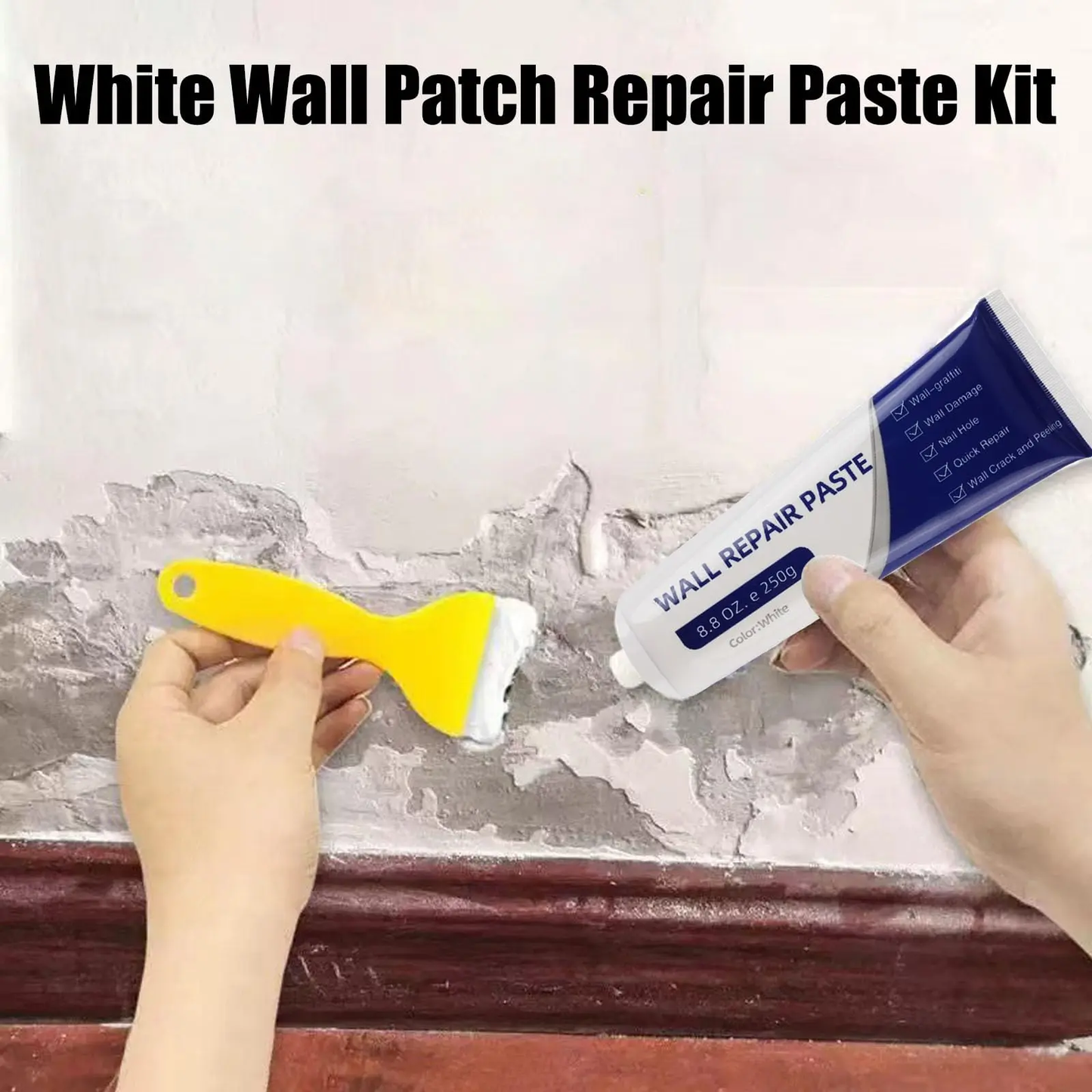 🔥[5𝟎% 𝐎𝐅𝐅 𝐋𝐀𝐒𝐓 𝐓𝐇𝐑𝐄𝐄 𝐃𝐀𝐘𝐒]Drywall Patch Repair Kit 250g Wall Mending Agent Multi-functional Quick-drying Paste Adhesive Heavy Duty Concrete Sealant Waterproof Self-adhesive（Two-piece set）-JKL