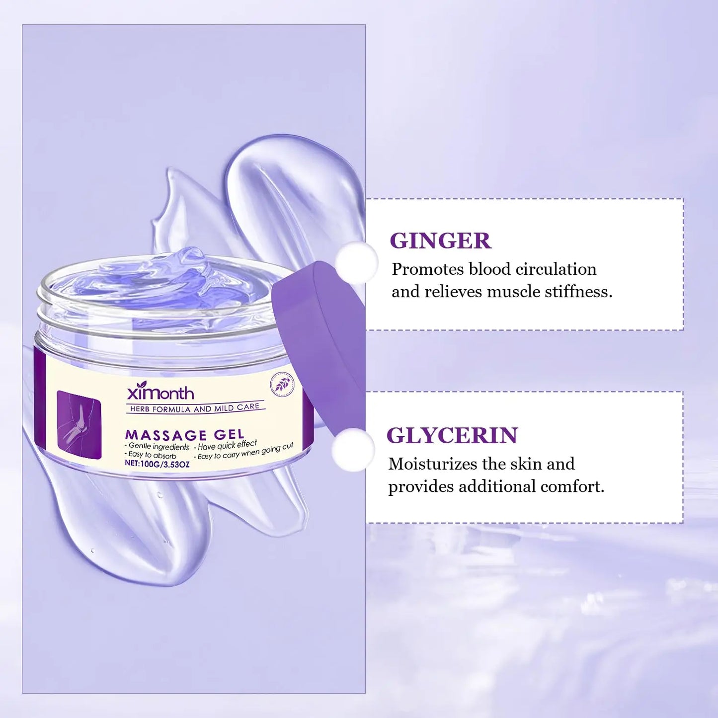 🔥[5𝟎% 𝐎𝐅𝐅 𝐋𝐀𝐒𝐓 𝐓𝐇𝐑𝐄𝐄 𝐃𝐀𝐘𝐒]Ximonth 100g Pain Relief Massage Gel, Natural Plant Extracts Soothing Gel, Fast Absorbing Non-Greasy Joint Discomfort Relief-JKL