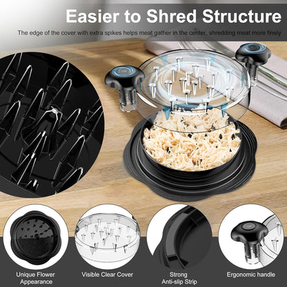 🔥[5𝟎% 𝐎𝐅𝐅 𝐋𝐀𝐒𝐓 𝐓𝐇𝐑𝐄𝐄 𝐃𝐀𝐘𝐒]Chicken Shredder Large Chicken Breast Shredder Tool Twist with Brush&Fork, Visible Meat Shredder Machine, Strong Anti-Slip Strip, Ergonomic Handle, BPA Free, Suitable for Pork Beef Chicken-JKL