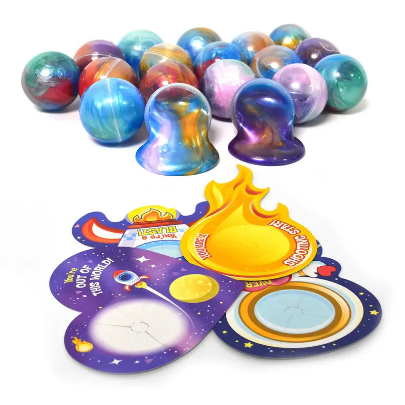 🔥30Pcs Cosmic Realm Valentine Slime with Scratch-Off Cards and Galaxy Balls for Kids Classroom Exchange Gift Valentines Slime with Kids Valentines Cards 2025 Valentine Exchange Cards Gifts for Kids &Heart Shape Galaxy Slime with Cards, 30 Packs-VIP
