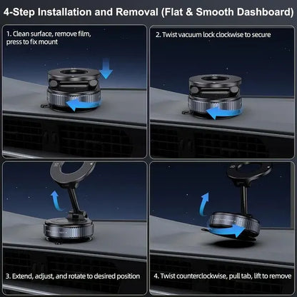 🔥[5𝟎% 𝐎𝐅𝐅 𝐋𝐀𝐒𝐓 𝐓𝐇𝐑𝐄𝐄 𝐃𝐀𝐘𝐒] Universal Magnetic Car Phone Holder Strong Vacuum Suction Cup Mount for All Smartphones & Vehicles Foldable Design Works on Dashboard Gym & Bathroom Mirrors-JKL