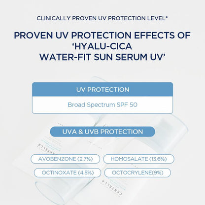🔥[5𝟎% 𝐎𝐅𝐅 𝐋𝐀𝐒𝐓 𝐓𝐇𝐑𝐄𝐄 𝐃𝐀𝐘𝐒][SKIN1004 Official Shop] Hyalu-Cica Water-Fit Sun Serum UV 50ml (OTC) - Lightweight Sunscreen for Daily Use, Korean Sunscreen, Watery and Creamy Texture, Sunscreen for Sensitive Skin-JKL