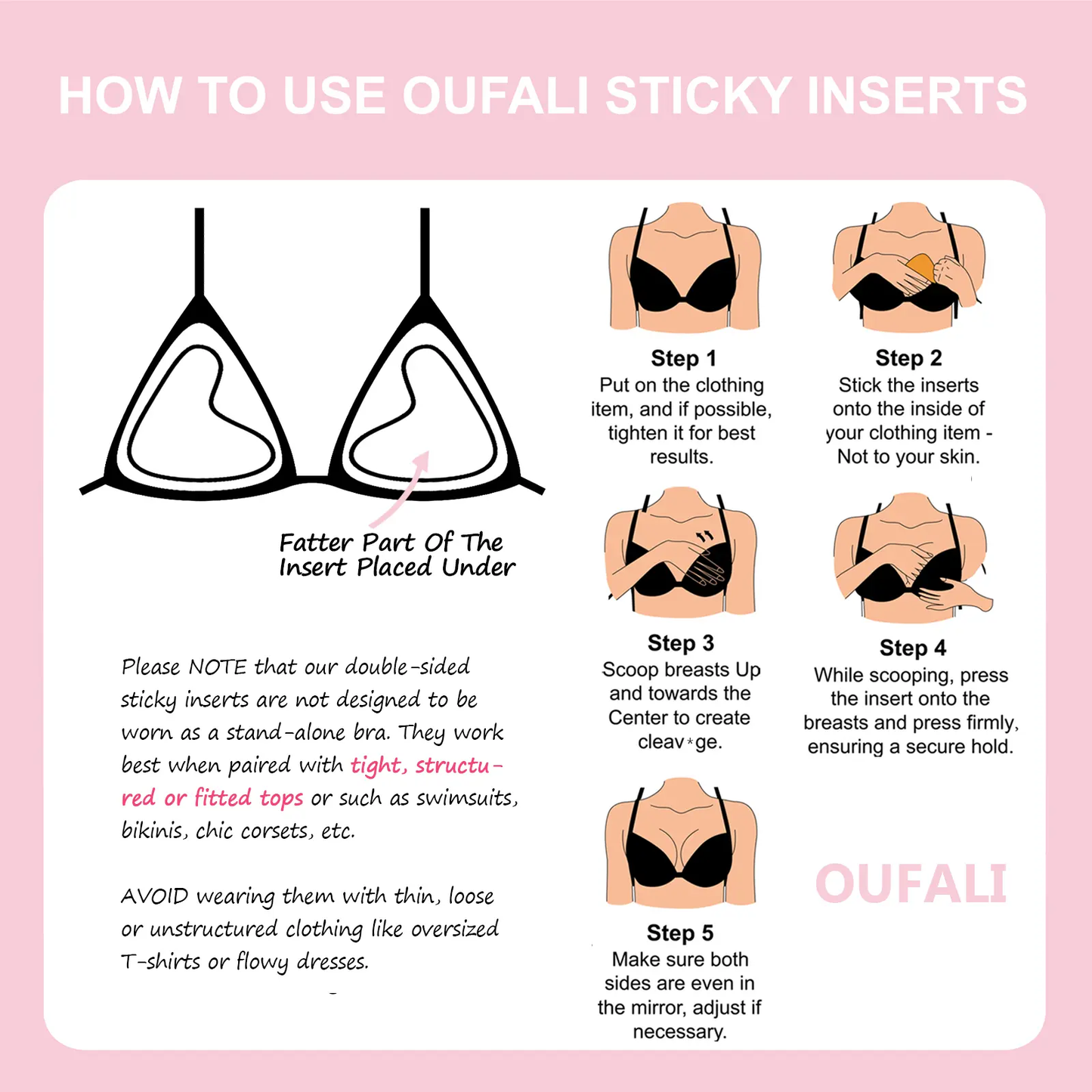 🔥[5𝟎% 𝐎𝐅𝐅 𝐋𝐀𝐒𝐓 𝐓𝐇𝐑𝐄𝐄 𝐃𝐀𝐘𝐒]OUFALI Push Up Sticky Inserts Double-Sided Adhesive Ultra Boost Padding Inserts for Bikini Swimsuit Sports Strapless Bra-JKL