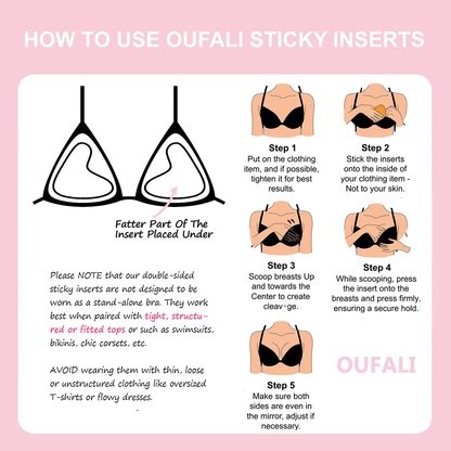 🔥[5𝟎% 𝐎𝐅𝐅 𝐋𝐀𝐒𝐓 𝐓𝐇𝐑𝐄𝐄 𝐃𝐀𝐘𝐒]OUFALI Push Up Sticky Inserts Double-Sided Adhesive Ultra Boost Padding Inserts for Bikini Swimsuit Sports Strapless Bra-JKL